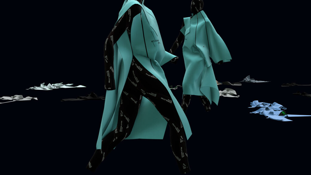 "Elements" AW 2023/24 Virtual fashion collection by Accidental Cutting Eva Iszoro, presented at London Fashion Week. 3D 360 fashion film