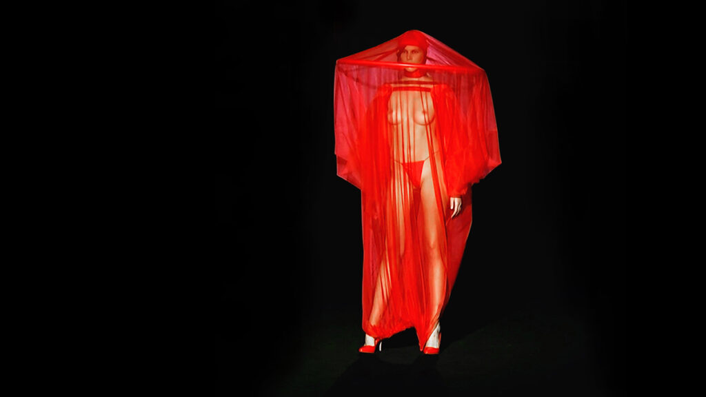 "Apocalypse" by ACCIDENTAL CUTTING Eva Iszoro. presented at Mercedez Benz fashion Week Madrid during pandemic of COVID 19